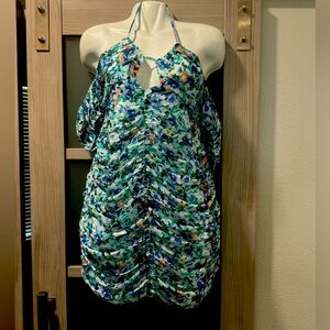 Hello Molly Beautiful Blue, short off the shoulder sleeve dress. NWT